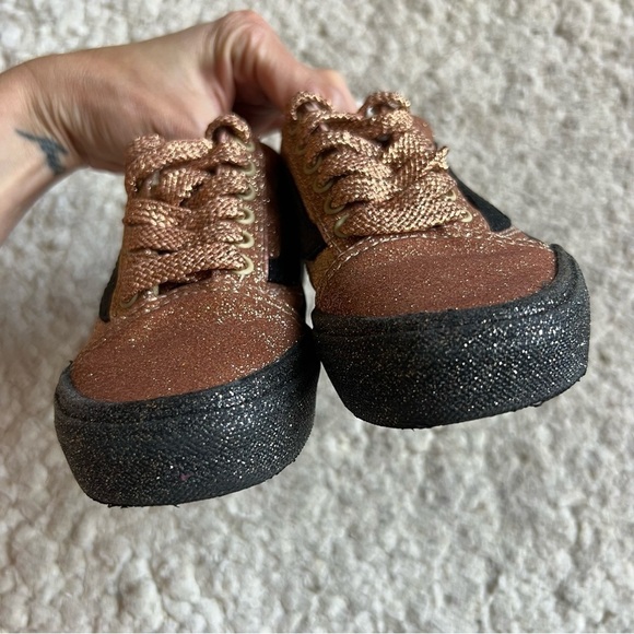 Vans: Old Skool Party Glitter Black/Gold Low Profile Lace Up Sneakers Size 11.5 - Picture 6 of 10